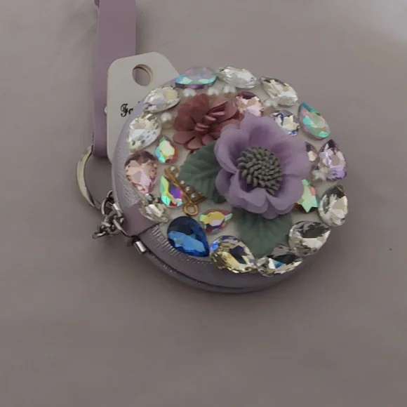 Embellished Lilac Floral Crystal (3 in 1) Key Chain, Bagcharm, Mirror - Picture 4 of 8